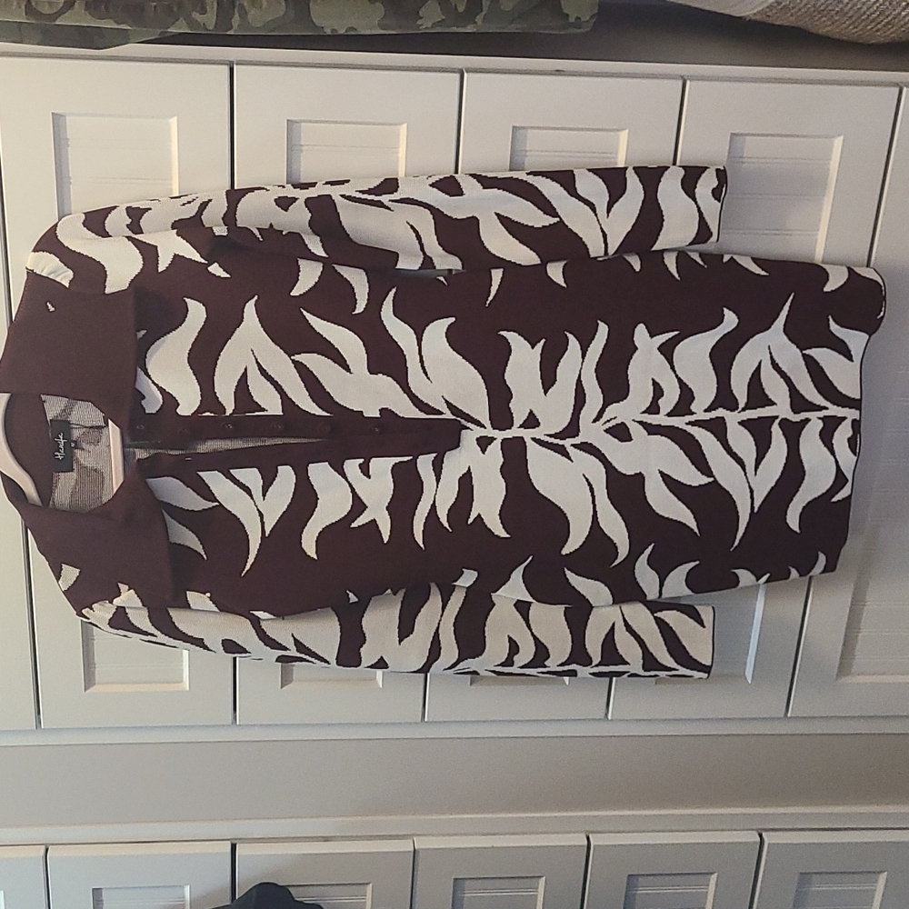 Hanifa burgundy and white sweater dress